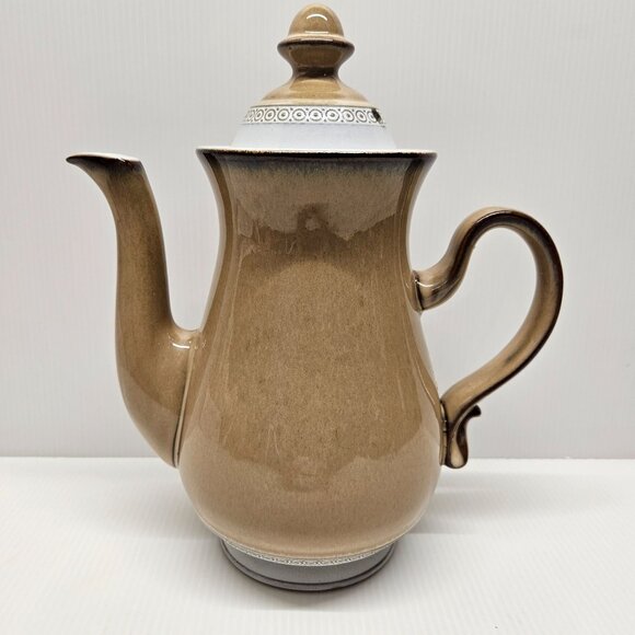 Denby Langley Seville Brown Stoneware Coffee Pot With Lid England - Picture 2 of 8